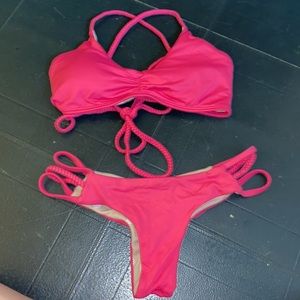 Midori Pink Strappy Bikini Set